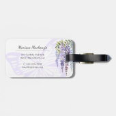Romantische Vlinder & Wisteria Monogram Script Naa Bagagelabel (Achterkant horizontaal)