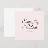 Romantische Vlinders Roze Save the Dates (Voorkant / Achterkant)