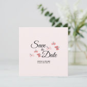 Romantische Vlinders Roze Save the Dates (Staand voorkant)