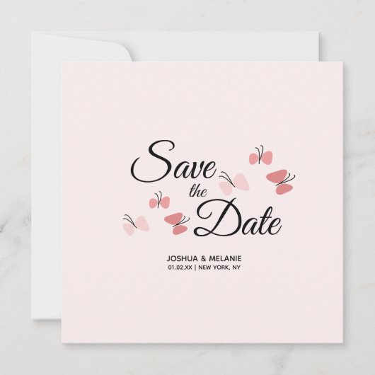 Romantische Vlinders Roze Save the Dates (Voorkant)