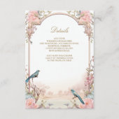 Romantische Vogels Blush Roze Bloemen Bruiloft Informatiekaartje (Voorkant)
