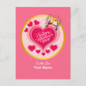 Romantische vogels op Branch Valentijnsdag en Hart Briefkaart (Voorkant)
