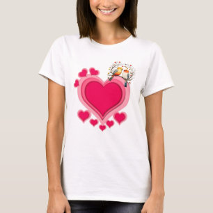 Romantische vogels op tak Valentijnsdag en hart T-shirt