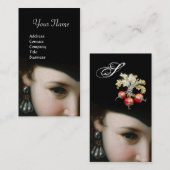 ROMANTISCHE VROUW, ANTIEK JEWELS EN PEARLS MONOGRA VISITEKAARTJE (Voorkant / Achterkant)