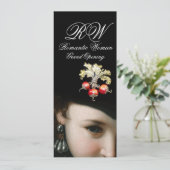 ROMANTISCHE VROUW, ANTIEK JEWELS, PEARLS GRAND OPE KAART (Staand voorkant)