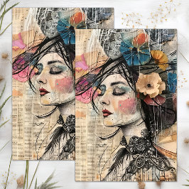 ROMANTISCHE  VROUW DECOUPAGE TISSUEPAPIER