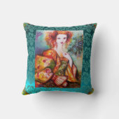 ROMANTISCHE VROUW MET EEN SPARKERPIEGEL VERDER Bla Kussen (Achterkant)