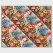 ROMANTISCHE VROUW MET EEN SPARKERPIEGEL VERDER CADEAUPAPIER (Vlak)