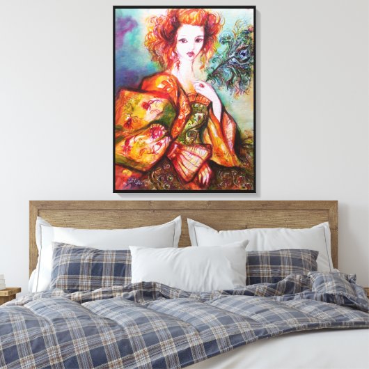 ROMANTISCHE VROUW MET EEN SPARKERPIEGEL VERDER CANVAS AFDRUK (Insitu (Slaapkamer))