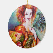 ROMANTISCHE VROUW MET EEN SPARKERPIEGEL VERDER KERAMISCH ORNAMENT (Links)