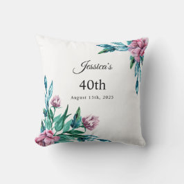 Romantische Vrouwelijke Bloemen 40e Verjaardag Kussen