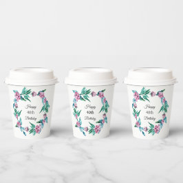 Romantische Vrouwelijke Bloemen 40e Verjaardag Papieren Bekers