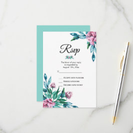 Romantische Vrouwelijke Bloemen 40e Verjaardag RSVP Kaartje