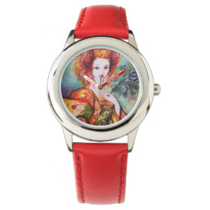 ROMANTISCHE VROUWEN MET PEACOCK VERDER HORLOGE