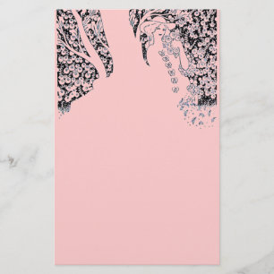 ROMANTISCHE VROUWEN, ROZEN EN NATUUR, zwart roze Briefpapier