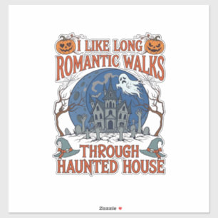 Romantische wandelingen door spookhuis spookpompoe sticker