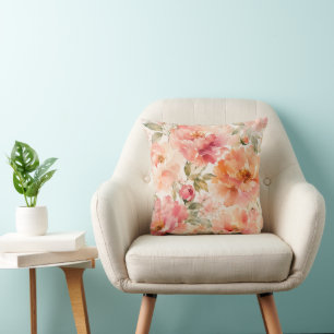 Romantische warme zomer watercolor bloesems kussen