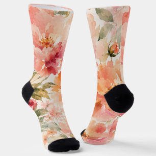 Romantische warme zomer watercolor bloesems sokken