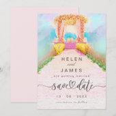 Romantische Waterverf Bloemboog Save the Date  (Voorkant / Achterkant)