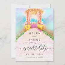 Romantische Waterverf Bloemboog Save the Date 