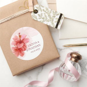 Romantische Waterverf bloemen bruiloft Ronde Sticker