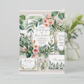 Romantische Waterverf Bloemen Huwelijksuitnodiging Folie Uitnodiging (Staand Voorkant)