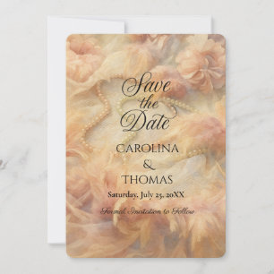 Romantische Waterverf Bloemen Parels Veren Trouwen Save The Date