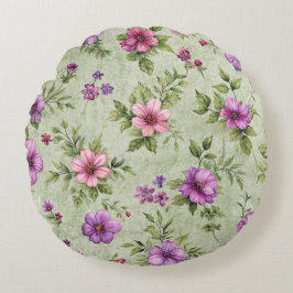 "Romantische Waterverf Bloemen Ronde Kussen" Rond Kussen