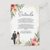 Romantische Waterverf Bloemenbruid en bruidegom br Informatiekaartje (Voorkant)