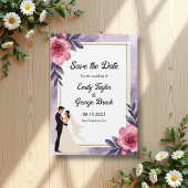 Romantische Waterverf Bloemenbruid en bruidegom br Save The Date