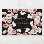 Romantische Waterverf bloemenbruiloft dank u mini Sparkling Wijnetiket (Enkel label)