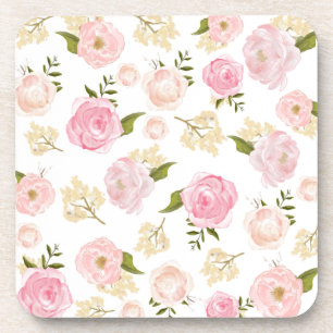 Romantische Waterverf Blush Pioenen Bloemenpatroon Drankjes Onderzetter