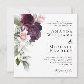 Romantische Waterverf Botanisch huwelijk Kaart (Voorkant)