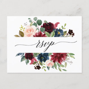 Romantische Waterverf Burgundy Red Blush Floral RS Briefkaart