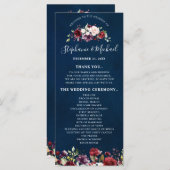 Romantische Waterverf Burgundy Red Navy Roos Flora Programma (Voorkant / Achterkant)