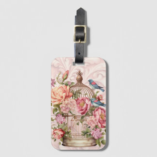 Romantische Waterverf Floral Birdcage Bagagelabel
