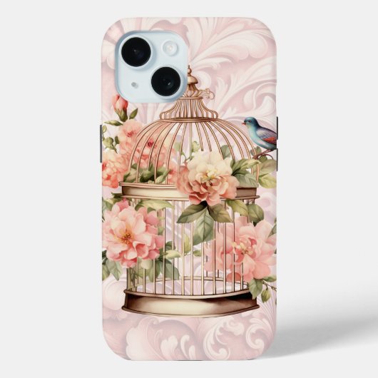 Romantische  Waterverf Floral Birdcage Case-Mate iPhone Case (Achterkant)