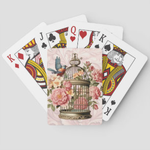 Romantische Waterverf Floral Birdcage Pokerkaarten