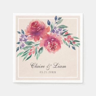 Romantische Waterverf Floral country Wedding Servet