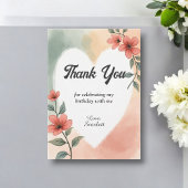 Romantische Waterverf Floral Dusty 60ste verjaarda Bedankkaart