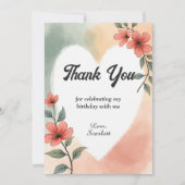 Romantische Waterverf Floral Dusty 60ste verjaarda Bedankkaart (Voorkant)