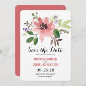 Romantische Waterverf Flowers | Datum opslaan Save The Date (Voorkant / Achterkant)