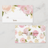 Romantische Waterverf Flowers Escort Card - CUSTOM Plaatskaartje (Voorkant / Achterkant)