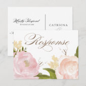 Romantische Waterverf Flowers RSVP Briefkaart II (Voorkant / Achterkant)