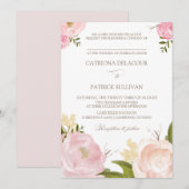 Romantische Waterverf Flowers Wedding III Kaart (Voorkant / Achterkant)