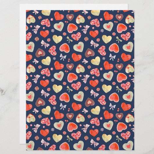 Romantische Waterverf Harten Briefhoofd (Voorkant / Achterkant)