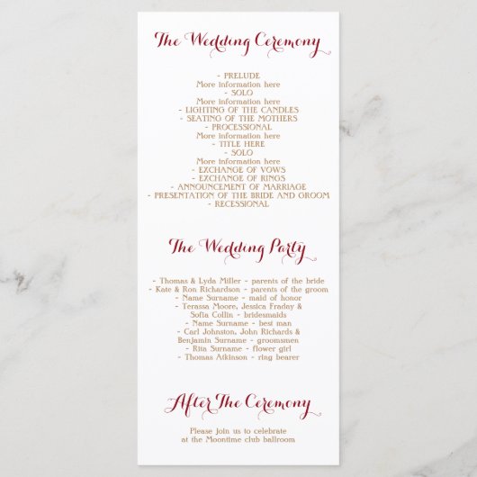 Romantische waterverf huwelijksprogramma's - herfs programma (Achterkant)