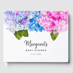 Romantische Waterverf Hydrangea Flower   BABY SHOW Gastenboek