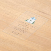 Romantische Waterverf Kasteelillustratie Huwelijk Acryl Uitnodigingen (Laagn)