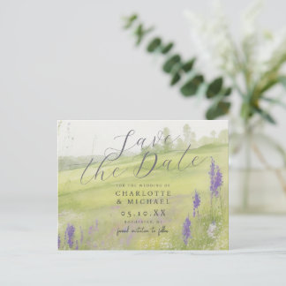 Romantische waterverf landschap opslaan van de dat briefkaart